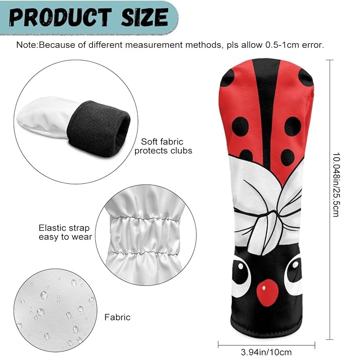 Golf Club Head Covers for Club Protective, Waterproof PU Leather Driver Fairway Wood Hybrid Head Cover