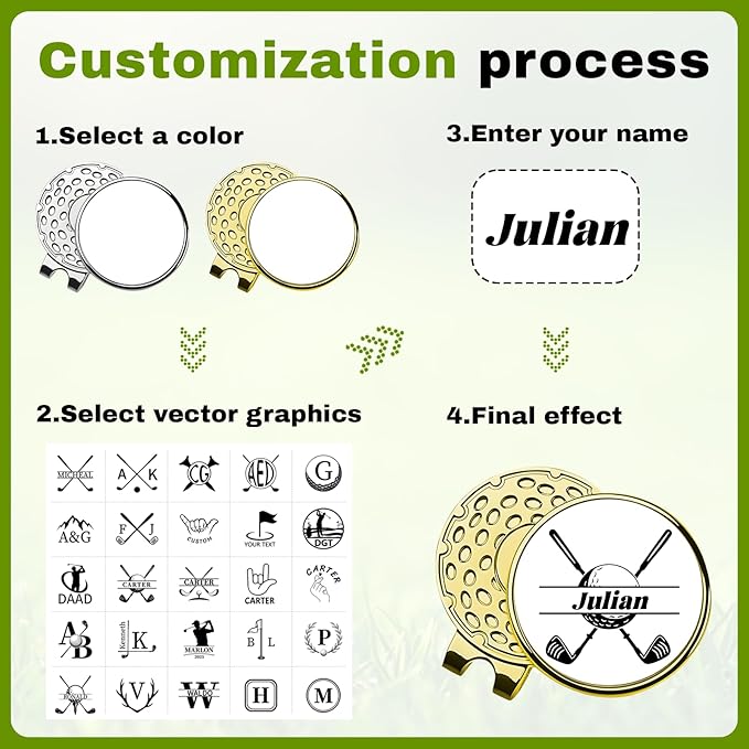 Personalized Golf Ball Marker with Photo Magnetic Hat Clip – Custom Logo/Text 1" Marker for Golfers, Gift for Men & Women, Golf Accessories Gift Set