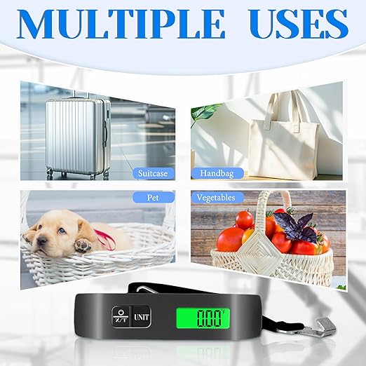 Luggage Scale, Portable Luggage Weight Scale 110lb/50kg with LED Display, Luggage Scale Travel Digital for Weighing Luggage, Backpacks, Fruits and Pets (Black)