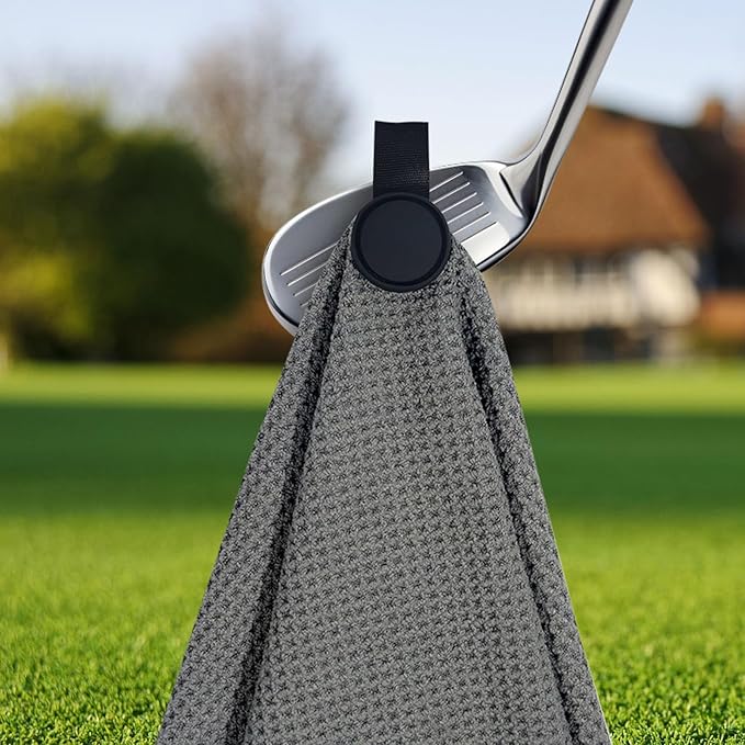 Personalized Golf Towel Custom Golf Towels for Golf Bags with Embroidery Initial Name Magnetic Golf Towel Microfiber Golf Towels with Clip Gifts for Golfers Men Women 16"x 24" (Gray)