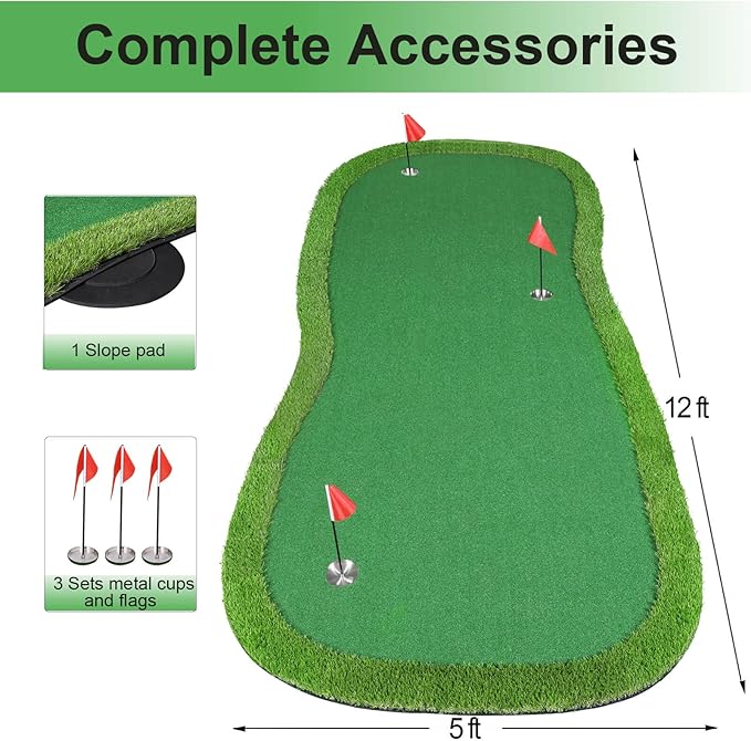 Golf Putting Green, Professional Large Practice Putting Mat for Outdoor & Indoor Putt Trainning