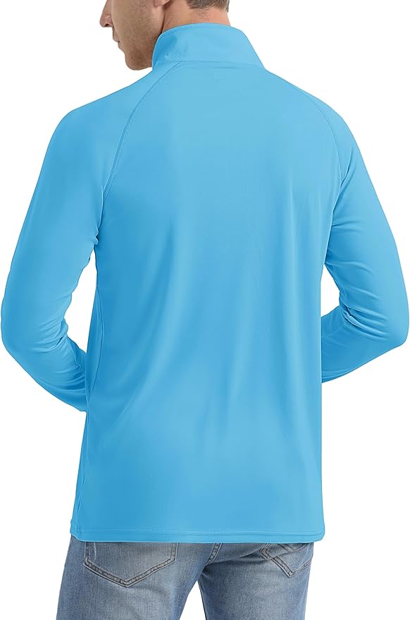 MAGCOMSEN Men's Long Sleeve Sun Shirts UPF 50+ Tees 1/4 Zip Up Fishing Running Rash Guard T-Shirts Outdoor Shirt