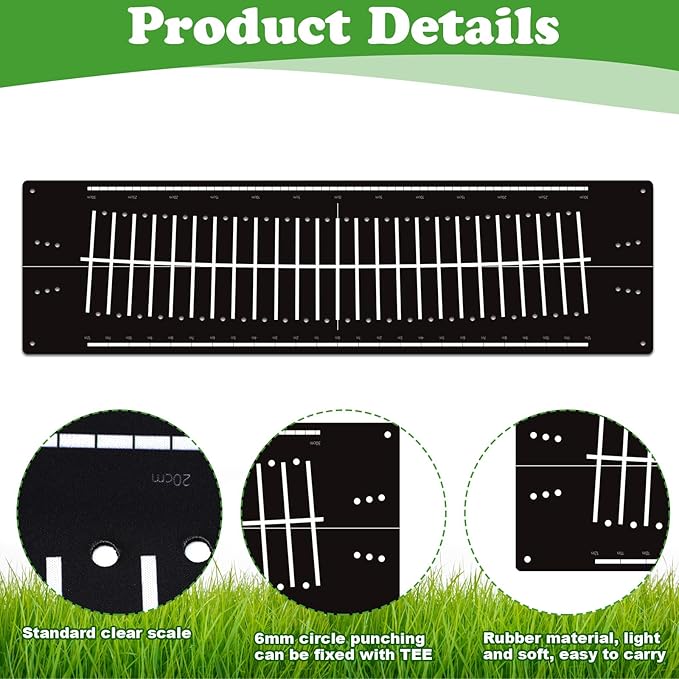 Golf Putting Mats Practice Indoor 30 x 8.27 Inch Golf Putting Practice Training Aid Alignment Track Green Mat Exercise Putter Training Supplies