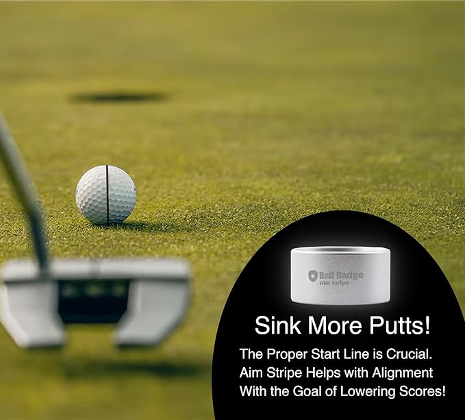 Ball Badge Aim Stripe - 360 Degree Golf Ball Line Marker Kit with Golf Bag Attachment for Perfect Alignment and Precision Putting
