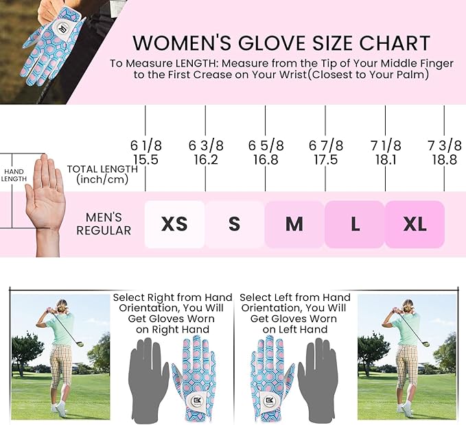 Ladies Golf Gloves Women Right Handed Golfer Left Hand Value 2 Pack with Ball Marker Leather All Weather Grip Breathable Soft Gift Set