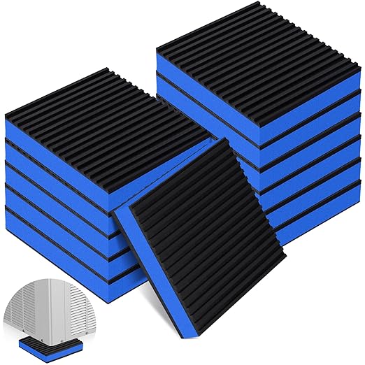 ToLanbbt 12 Pack Anti Vibration Pads for Washing Machine 4"x4", 7/8"T EVA Mechanical Damping Vibrating Sound Isolation Pad Rubber Isolator Mat for Compressor, Air Conditioner, Washer, Dryer, Treadmill