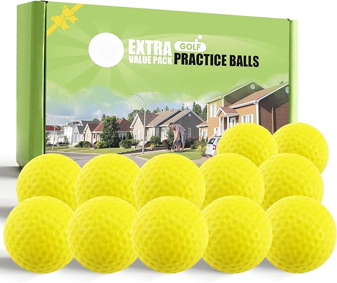 FINGER TEN Golf Practice Balls More Weight Real Ball Travel Value 12/24 Pack, 1/3 Distance of Regulation Golf Ball for Backyard Garden School, Ture Flight Feel Indoor Outdoor Use