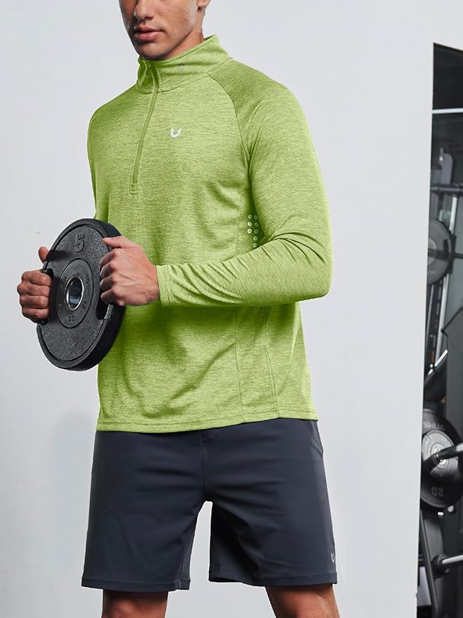 NORTHYARD Quarter Zip Pullover Men Running Shirt Long Sleeve Moisture Wicking Quick Dry Athletic Workout Shirts