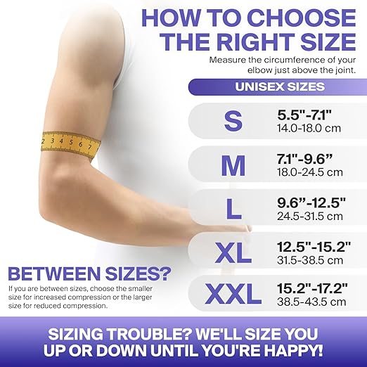 DR. BRACE® Elite Elbow Brace Support, Breathable Elbow Compression Sleeve with Gel Pad for Golfer's, Tennis Elbow & Tendonitis Treatment & Pain Relief 2024 (Purple-White, X-Large)