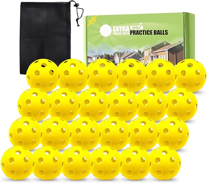FINGER TEN Golf Practice Balls Plastic Colored Value 12/24/36/50 Pack, Limited Flight Sports Training Ball for Men Women, Indoor Outdoor Driving Range Backyard Use