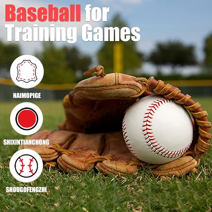 GKK Baseball 12 Pack Balls Training Baseballs 9 inch TeeBall Safety Baseballs for Youth/Adult Baseball Soft Toss, Batting, Fielding, Hitting, Pitching, Practice(One Dozen)