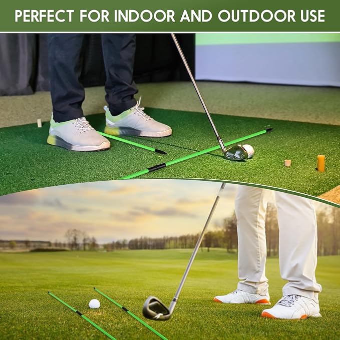 2 Pack Golf Alignment Sticks and 48” Foldable Training Rods, Lightweight Fiberglass Training Aid for Stance Alignment, Swing & Posture Correction, Portable with Storage Tube