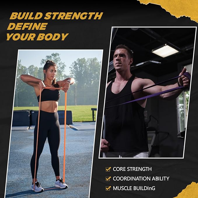 Soulchen 6 Pcs Resistance Bands Set Pull up Bands for Men Women Resistance Training with Door Anchor and Storage Bag for Physical Therapy, Muscle Training Aid, Fitness