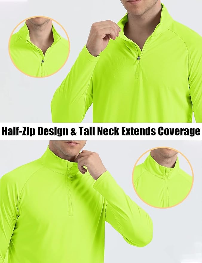 MAGCOMSEN Men's Long Sleeve Sun Shirts UPF 50+ Tees 1/4 Zip Up Fishing Running Rash Guard T-Shirts Outdoor Shirt