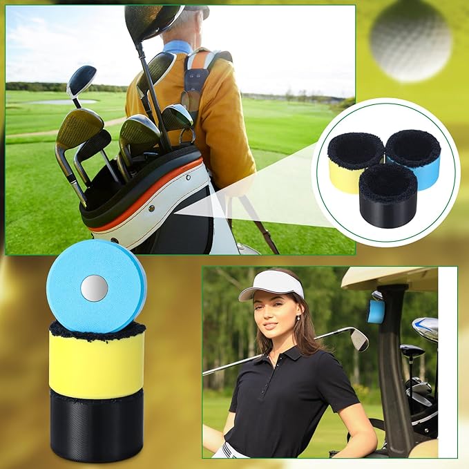Zhehao 3 Pack Magnetic Golf Ball Washer 3D Printed Golf Ball Cleaner Portable Sport Cleaning Tools Magnetic Back Easy Mount on Club, Trolley and Cart for Course, 2.1"