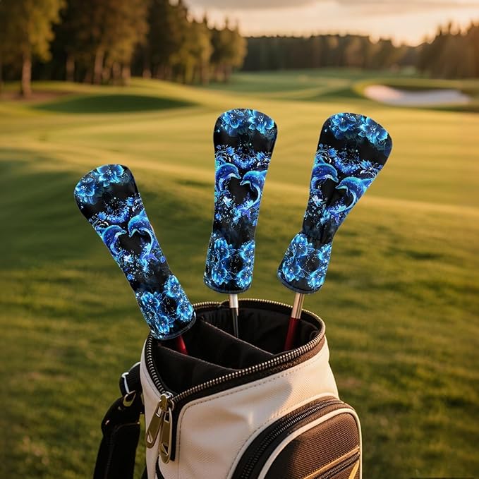 Golf Club Head Covers for Club Protective, Waterproof PU Leather Driver Fairway Wood Hybrid Head Cover