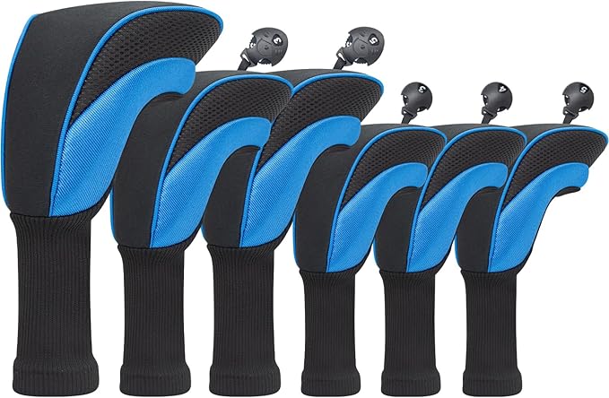 Golf Head Covers for Fairway Woods Driver Hybrids 5 Pieces Nylon Mesh Sports Fan Golf Club Headcovers-Golf Accessories for Men Women.