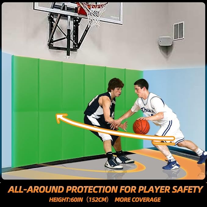 PROGOAL Gym Wall Paddings Basketball Court Wall Protection Pad - 2”Thick Foam Wall Mat Durable Protector for Wall-Mounted Basketball Hoops Garage Taekwondo（60" Lx20 W）