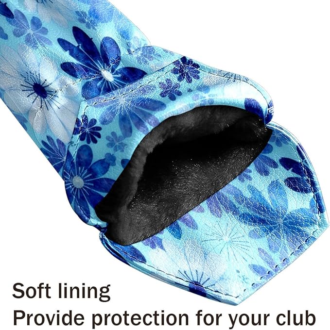 Golf Club Head Cover Waterproof Leather for Driver & Fairway Wood, Driver Headcovers, Golf Accessories for Men Women, Anti-Scratch, Golf Gift for Golfers, 1/3/5 Wood Cover Yellow Sunflowers Bee
