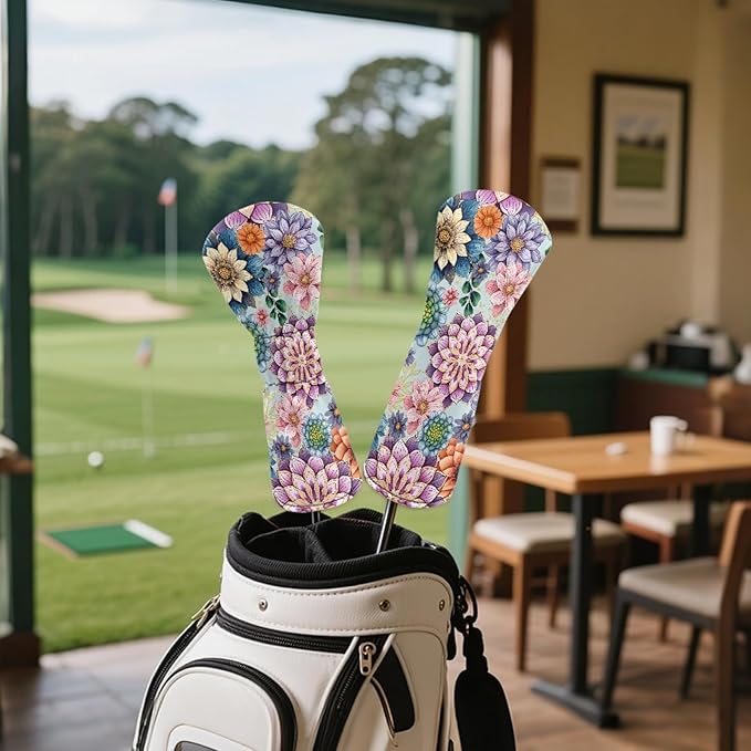 Golf Club Head Covers for Club Protective, Waterproof PU Leather Driver Fairway Wood Hybrid Head Cover