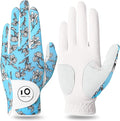 FINGER TEN Stylish Golf Gloves Women with Ball Marker 1 Pack for Left or Right Hand, Breathable Glove with Fashion Patterns for Ladies Right Left Handed Golfer