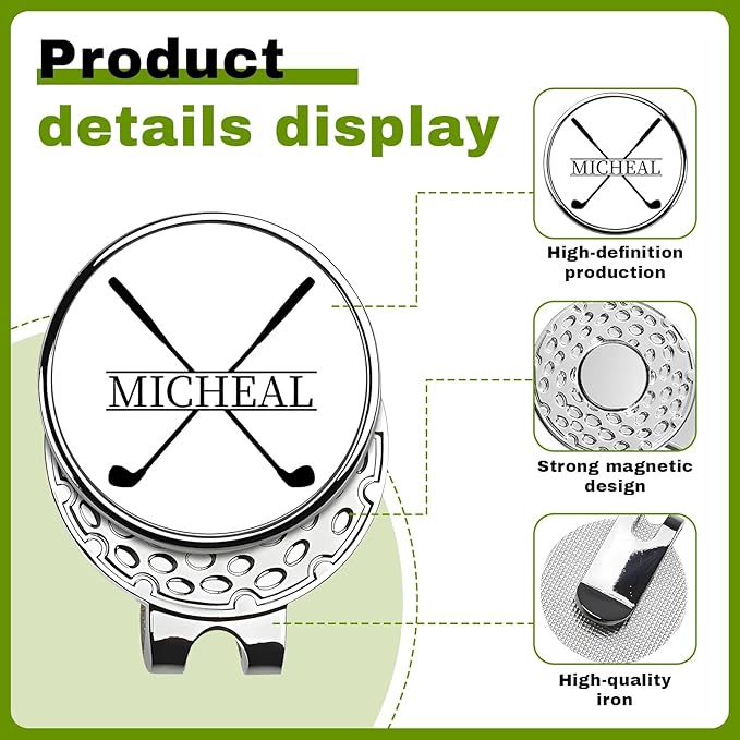 Personalized Golf Ball Marker with Photo Magnetic Hat Clip – Custom Logo/Text 1" Marker for Golfers, Gift for Men & Women, Golf Accessories Gift Set