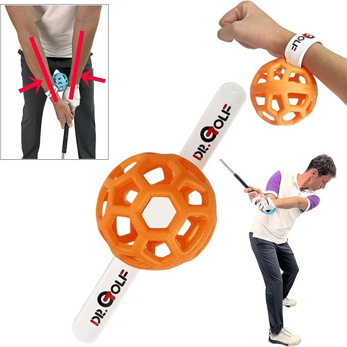 Golf Swing Trainer Aids & Tool - Patented Swing Training Ball to Correct Chicken Wing & Improve Accuracy | PGA Recommended Practice Equipment for Men & Women