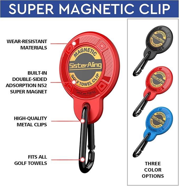 Magnetic Clip for Golf Towel,Removable Industrial Magnetic Accessories Design for Strong Hold to Golf Carts or Clubs