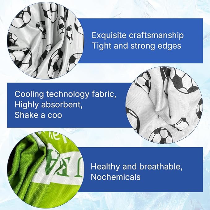 OPSO Softball Cooling Towel Set, 40 x 12 inches, 12 Pack, Microfiber Sports Towels for Baseball, Soccer, Golf LCE Towel Microfiber Sports Towels for Player (Soccer 4)