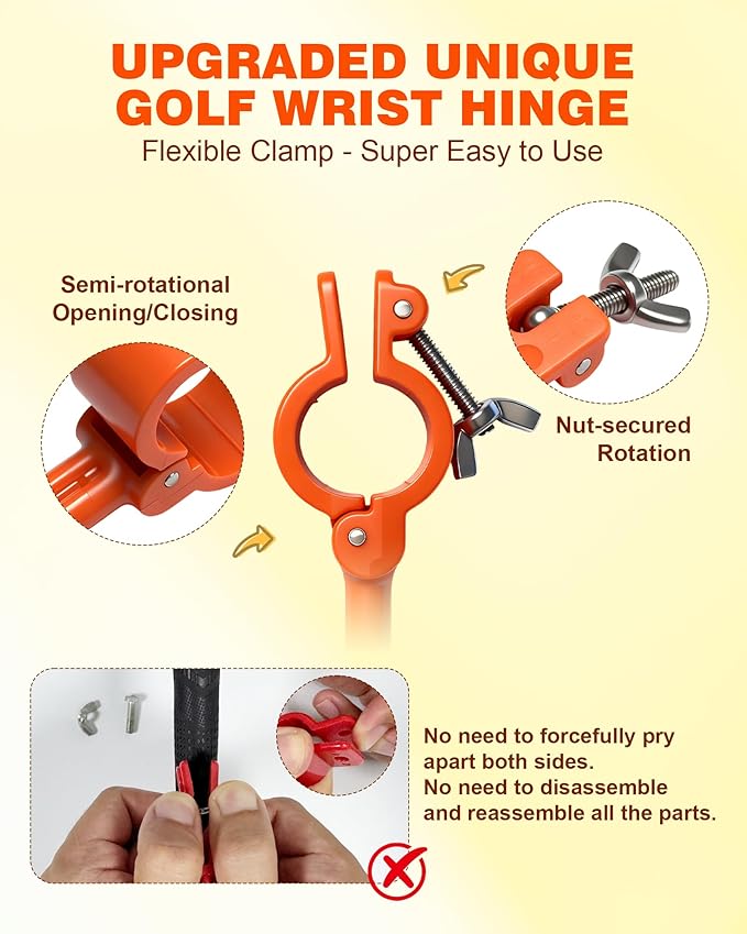 Golf Swing Trainer Aid, Adjustable Golf Training Wrist Aids Hinge, Silicone Golf Swing Correcting Trainer Accessories Tool, Golf Practice Equipment Gifts for Golfers, Beginners and Players