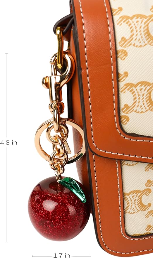 Cherry Bag Charm for Handbag, Big-Apple Strawberry Fruit Bag Charm Cherry Car Accessories KeyChain