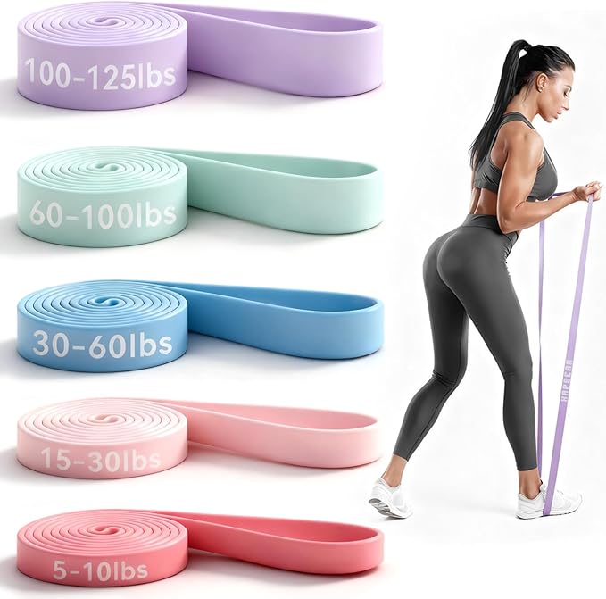 HAPBEAR Pull Up Assistance Bands Set of 5 - Resistance Bands for Working Out, Stretching, Physical Therapy, Muscle Training
