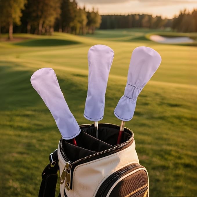 Golf Club Head Covers for Club Protective, Waterproof PU Leather Driver Fairway Wood Hybrid Head Cover