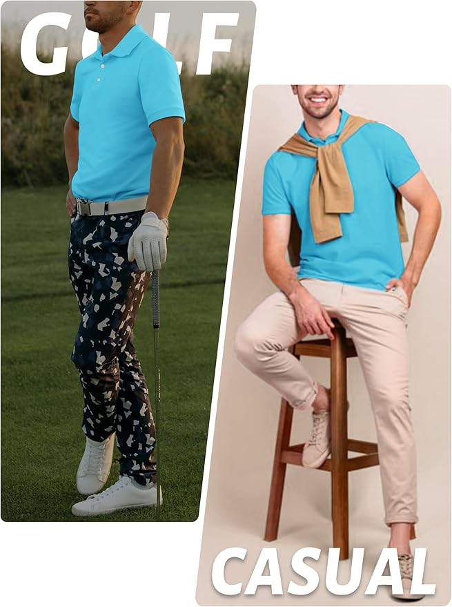 TACVASEN Mens Golf Shirt Dry Fit Mens Polo Shirts Short Sleeve Performance Golf Polos for Men with Collar Work Shirts