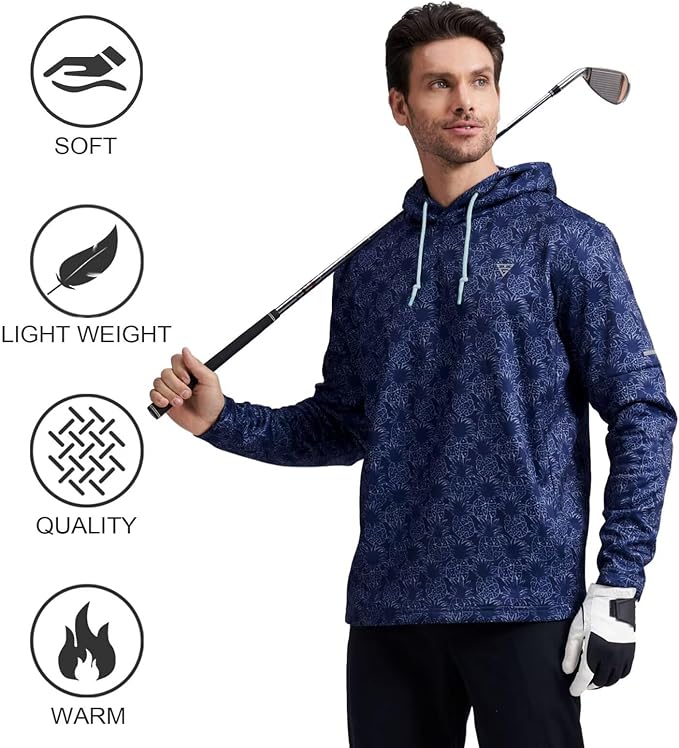 Hoodies for Men Golf Fleece Hooded Sweatshirts Dry Fit Athletic Lightweight Casual Midlayer Mens Hoodies Pullover