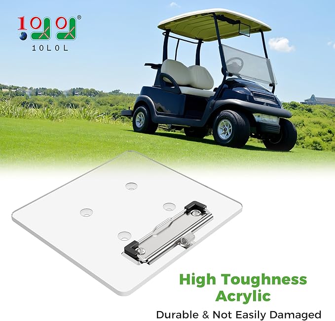 10L0L Golf Cart Steering Wheel Scorecard Holder with Pencil Holder Fit Yamaha,Club Car, EZGO - Upgrade Anti Drop Clip