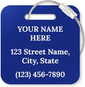 Custom Luggage Tags, Personalized Name Address for Suitcases,Backpack, Handbag, Travel Equipment Tag, 2x2 Inches, Acrylic Heavy Duty Waterproof, Made in The USA by My Sign Center- Blue