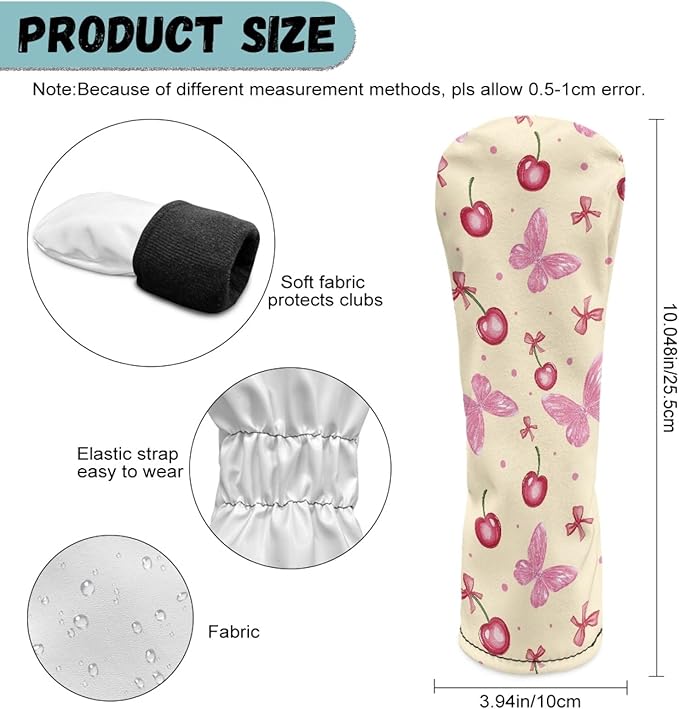 Golf Club Head Covers for Club Protective, Waterproof PU Leather Driver Fairway Wood Hybrid Head Cover