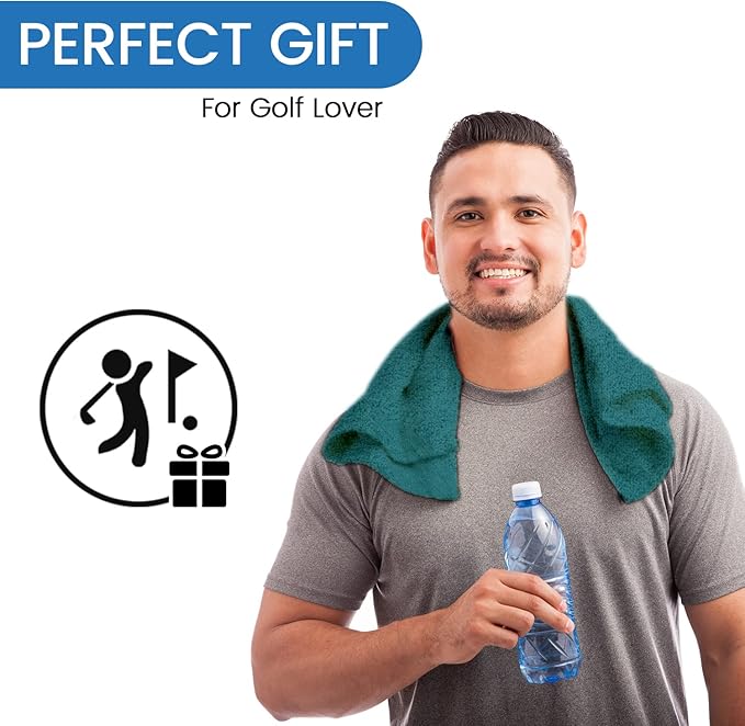 Personalized Passion Golf Towel with Embroidered Name - 16"x26" Custom Golf Towels with Clip - Soft & Highly Absorbent Plush Velour - Easily Wipes Away Sweat and Dirt - Gift for Golfers - Aqua