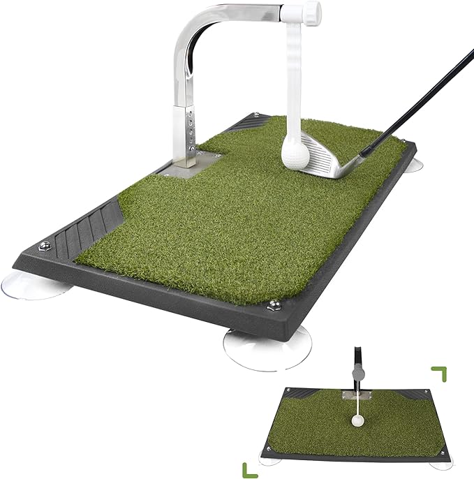 Golf Swing Trainer - Golf Training Equipment with 5 Height Adjustments - Iron and Club Practice Simulator in Home & Indoor - Portable Golf Swing Practice Mat, True Impact