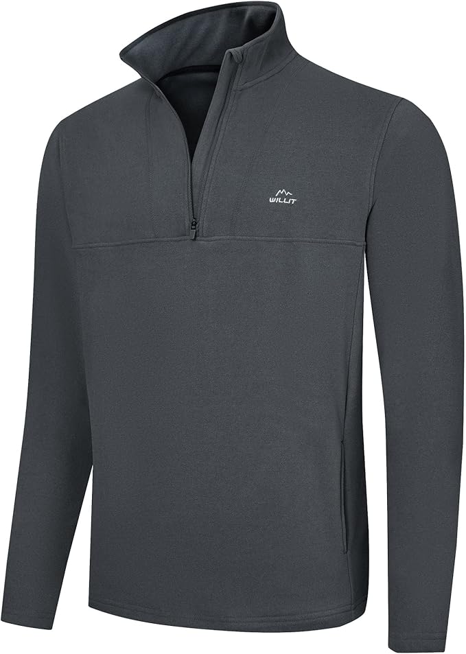 Willit Men's Winter Shirts Fleece Pullover with Pocket Quarter Zip Cold Weather Golf Hiking Casual Warm Shirts Long Sleeve