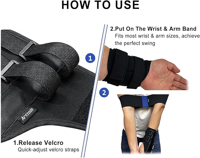 Golf Training Kit with Arm Band & Wrist Strap, Golf Swing Training Aid to Correct Wrist Angle and Develop Muscle Memory for Beginner Golfers