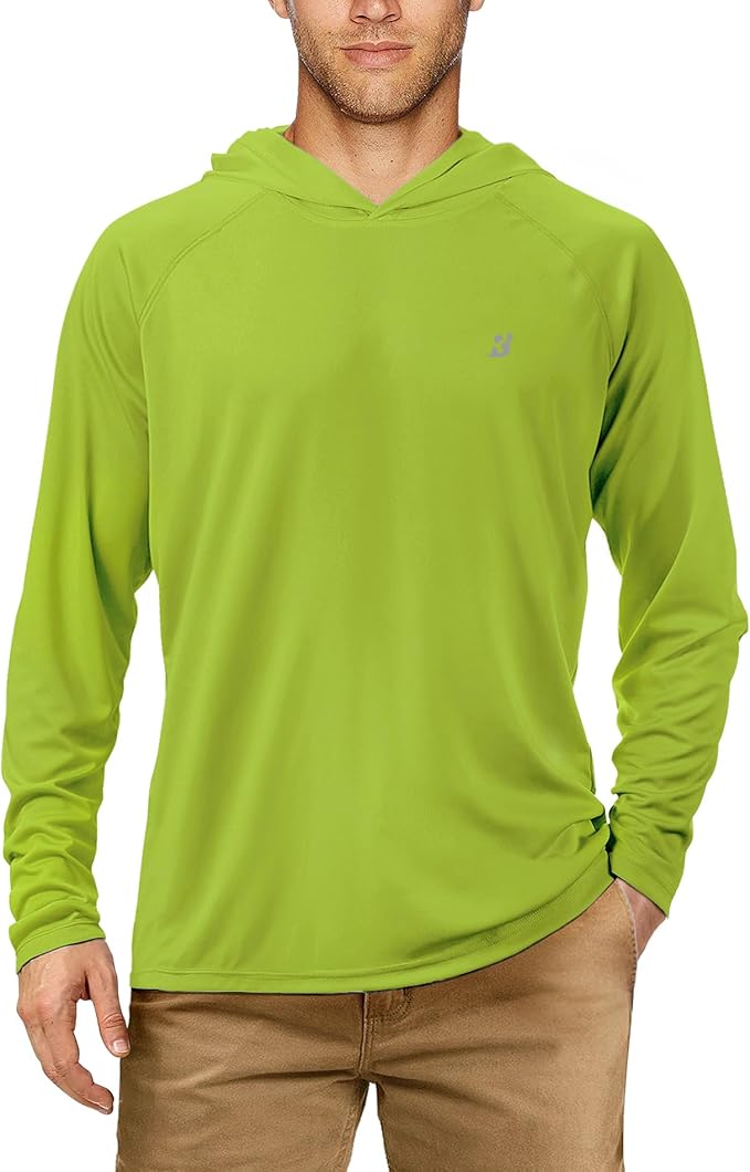 Roadbox UPF 50+ Fishing Shirts for Men, Long Sleeve UV Sun Protection Hoodie, Outdoor Hiking Running Swimming Rash Guard