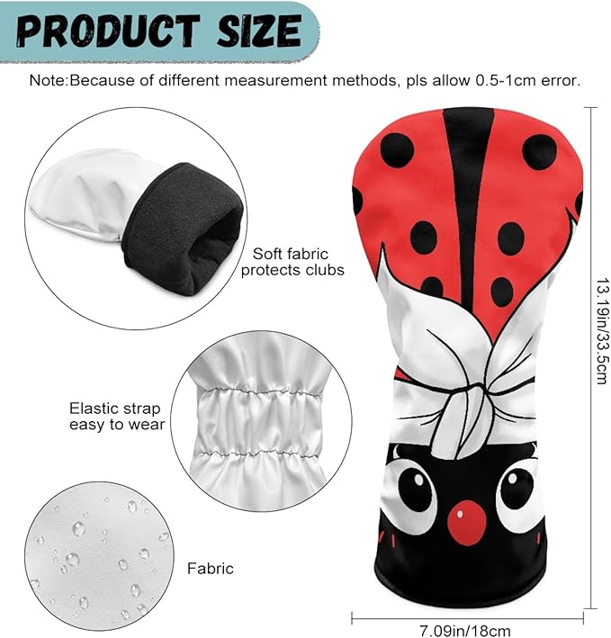 Golf Club Head Covers for Club Protective, Waterproof PU Leather Driver Fairway Wood Hybrid Head Cover