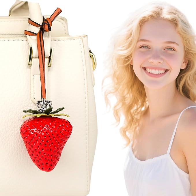 Cherry Bag Charm, Cute Strawberry Fruit Bags Charm Purse Charms Keychain Women Bag for Handbag