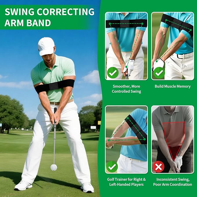 GPANDAG 2 Pack Golf Grip Trainer and Golf Wrist Trainer, Golf Training Aid w/Click Feedback for Warm Up/Strength Training, Golf Swing Trainer Right Left Gift for Golfers, Indoor Outdoor Golf Arm Band