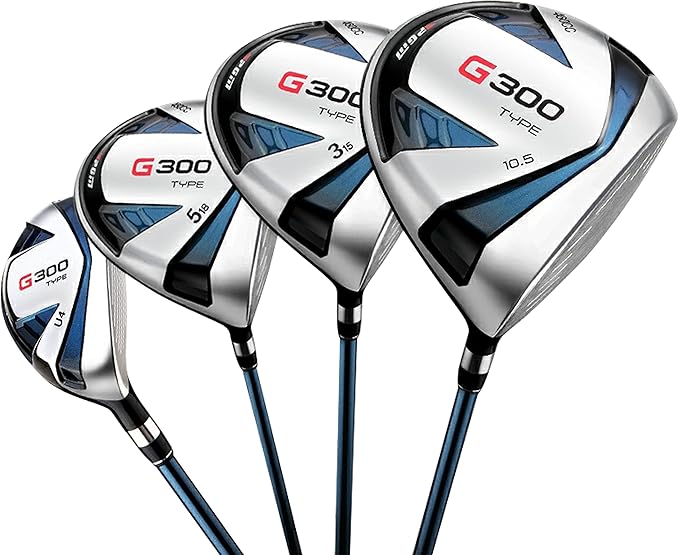 PGM 18 Pieces Men’s Golf Club Set 12pcs Clubs – Titanium #1 Driver, Draw-Biased Hybrid, High-Strength Irons, Forgiving Putter, Stand Bag with 5 Head Covers