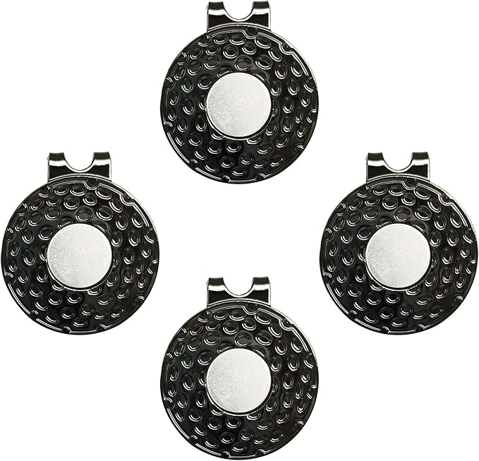 Magnetic Golf Hat Clips 4 6 or 8 PCS Ball Marker Holders for Golf Gloves Hats Bags Caps Visor Belt (Black, Bronze)