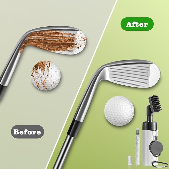 Pro Golf Club Cleaner Brush with Golf Groove Sharpener Tool Suitable for U & V-Grooves 8 Inches Golf Water Brush with Retractable Clip Hold 5oz of Water Perfect Golf Accessories for Men/Women