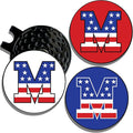 Wolf Golf Towels Golf Ball Marker Hat Clip | USA Monogram | 1 Magnetic Clip + 3 Ball Markers | Patriotic Golf Accessories for Men & Women